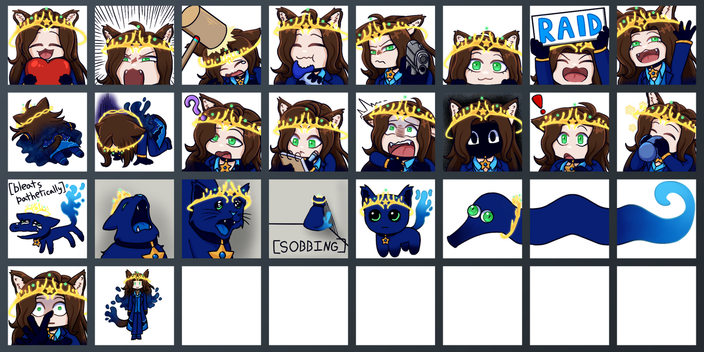 Various emotes made for Twitch and Discord.